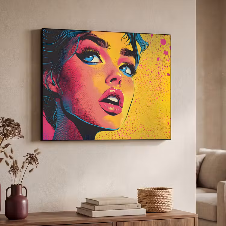 Art Frame - Close-up - Vrouwengezicht - Stippen - Geel — 4