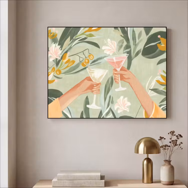 Art Frame - Glazen - Proosten - Bladeren - Groen — 3