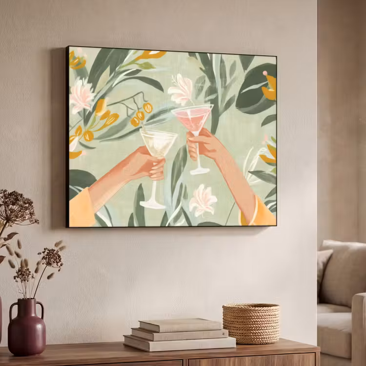Art Frame - Glazen - Proosten - Bladeren - Groen — 4