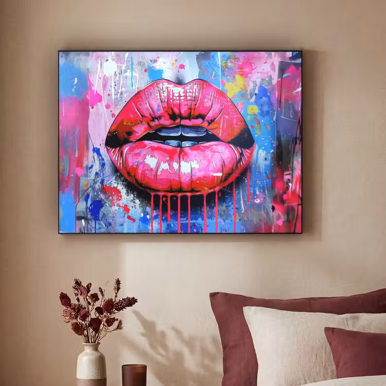 Art Frame - Graffiti - Lippen - Felroze - Geschilderd — 2