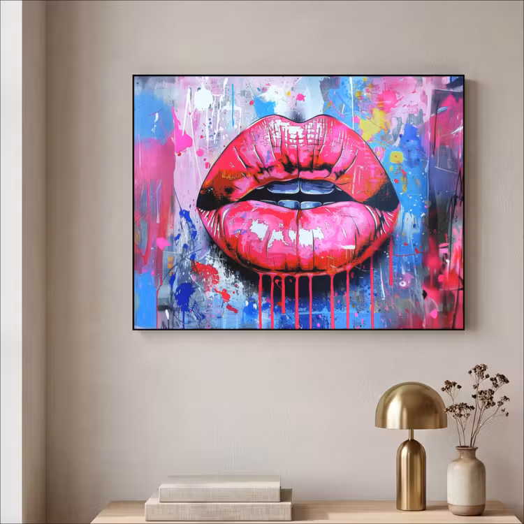Art Frame - Graffiti - Lippen - Felroze - Geschilderd — 3