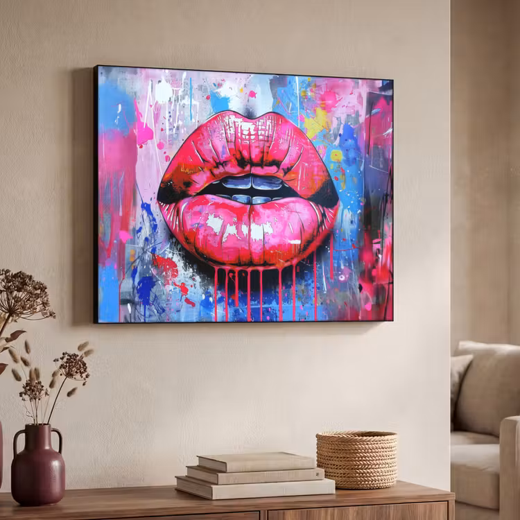 Art Frame - Graffiti - Lippen - Felroze - Geschilderd — 4