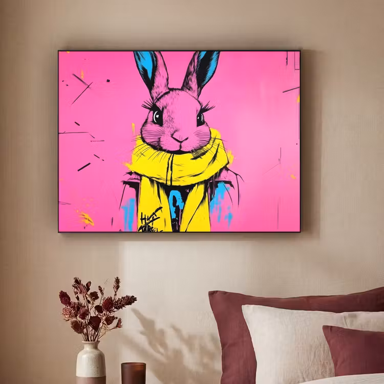 Art Frame - Konijn - Felroze - Sjaal - Abstract — 2