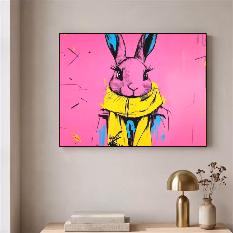 Art Frame - Konijn - Felroze - Sjaal - Abstract — 3