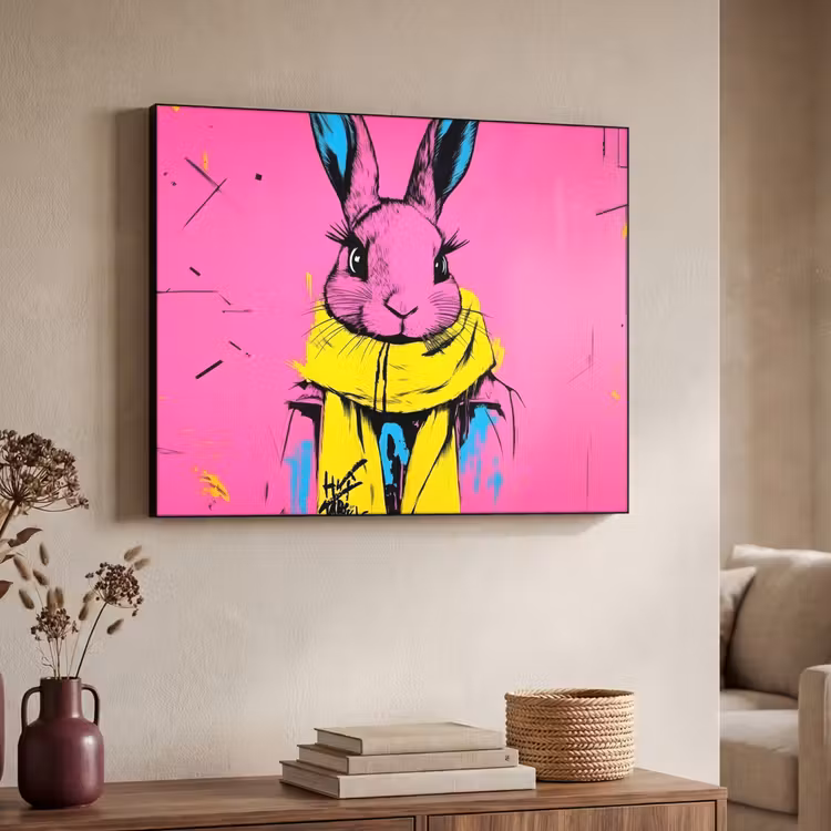 Art Frame - Konijn - Felroze - Sjaal - Abstract — 4