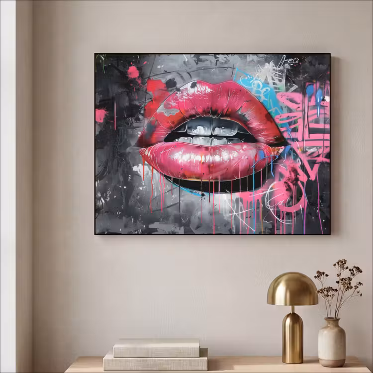 Art Frame - Lippen - Felroze - Graffiti - Verfstrepen — 3
