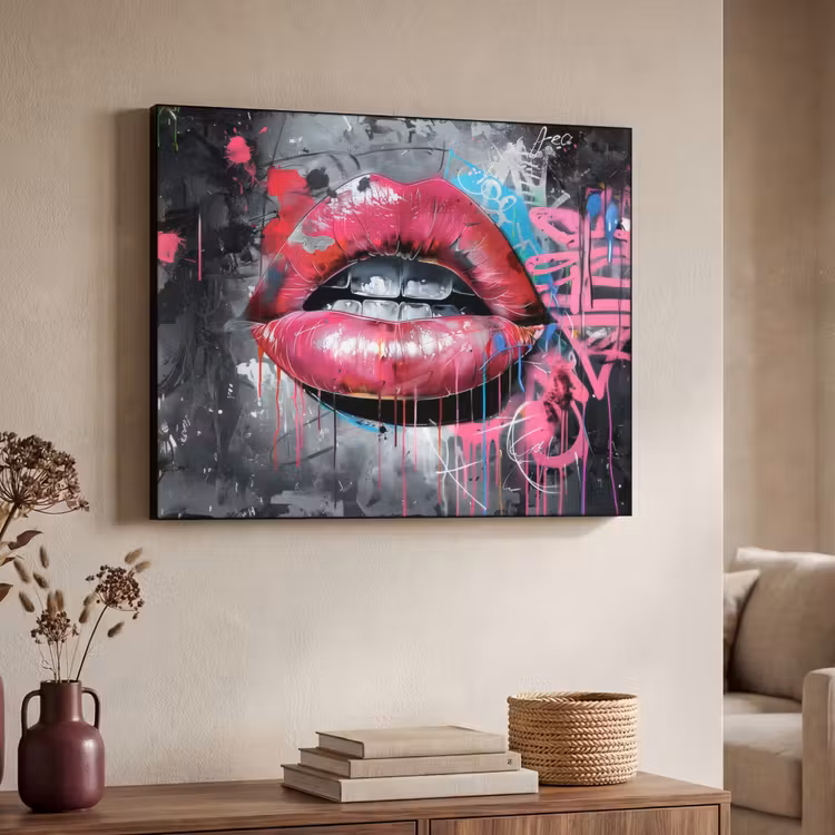 Art Frame - Lippen - Felroze - Graffiti - Verfstrepen — 4