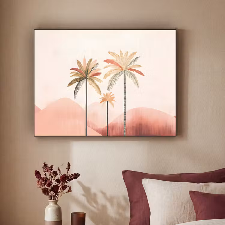 Art Frame - Palmbomen - Heuvels - Minimalistisch - Zachtroze — 2