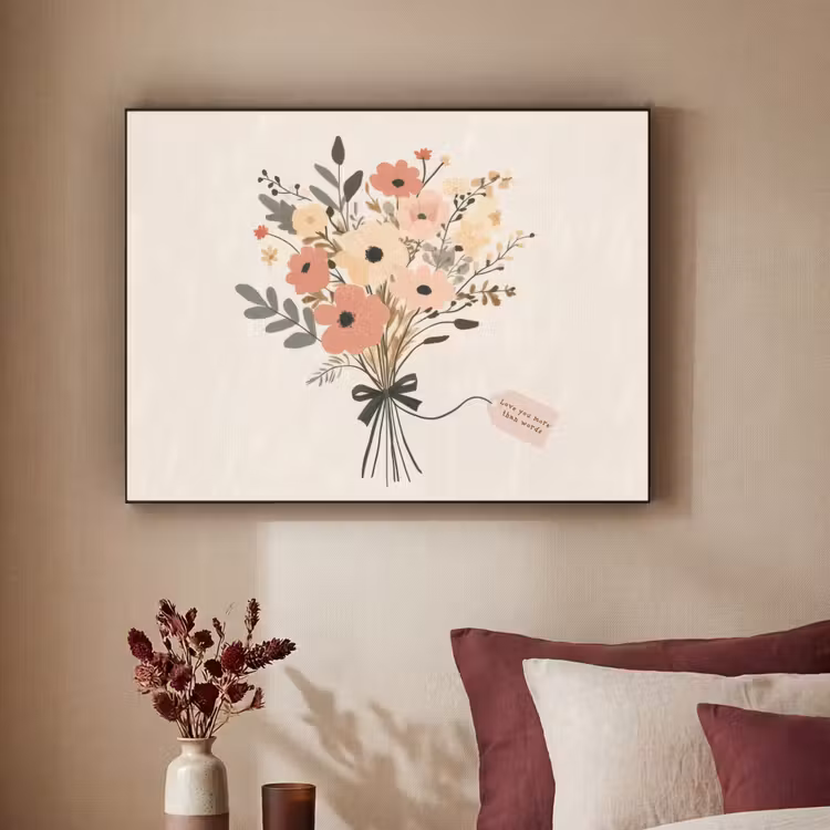 Art Frame - Bloemen - Quote - Beige - Lint — 2