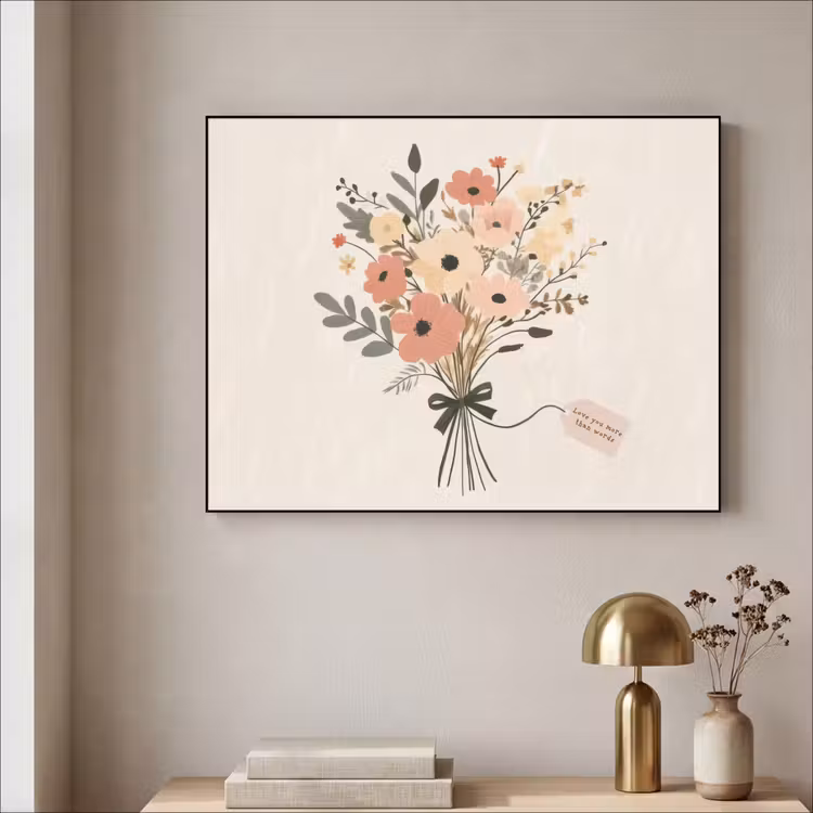 Art Frame - Bloemen - Quote - Beige - Lint — 3