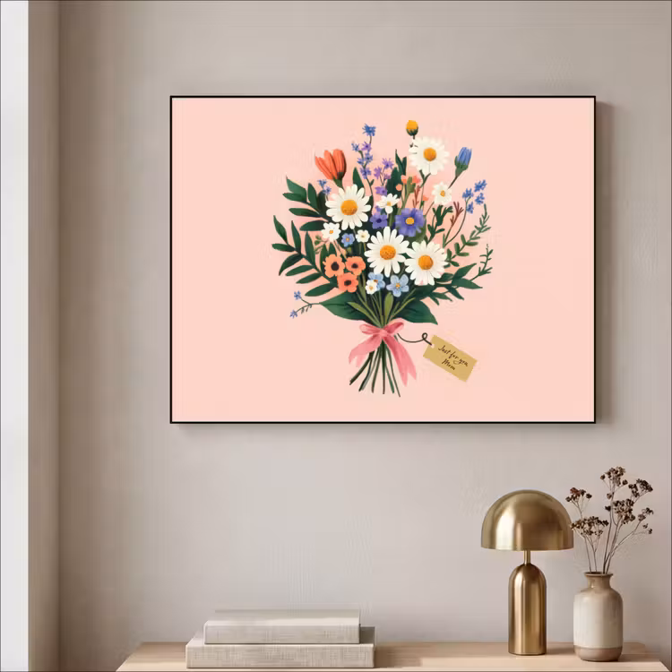 Art Frame - Margrieten - Boeket - Strikje - Roze — 3