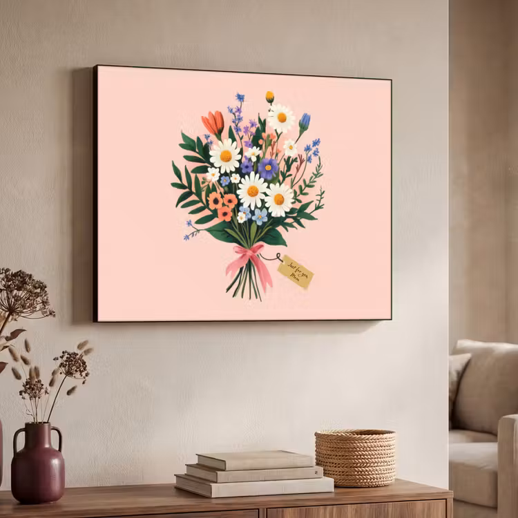 Art Frame - Margrieten - Boeket - Strikje - Roze — 4