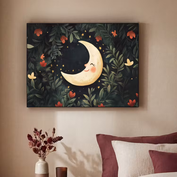 Art Frame - Maan - Bloemen - Nachthemel — 2