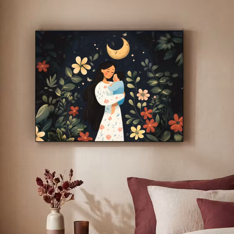 Art Frame - Moeder - Kind - Kleurrijk - Bloemen — 2