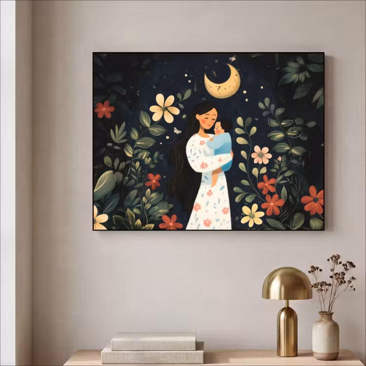Art Frame - Moeder - Kind - Kleurrijk - Bloemen — 3