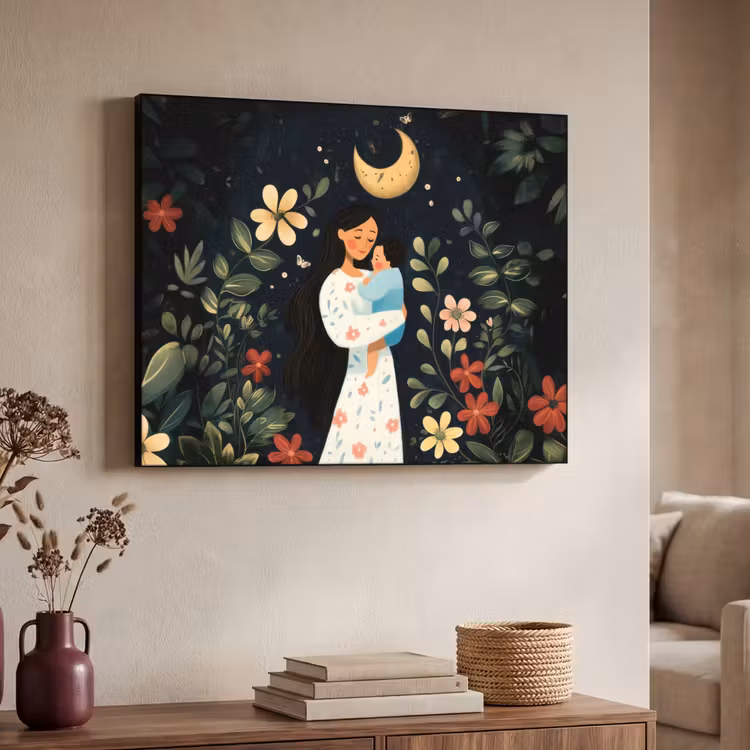 Art Frame - Moeder - Kind - Kleurrijk - Bloemen — 4