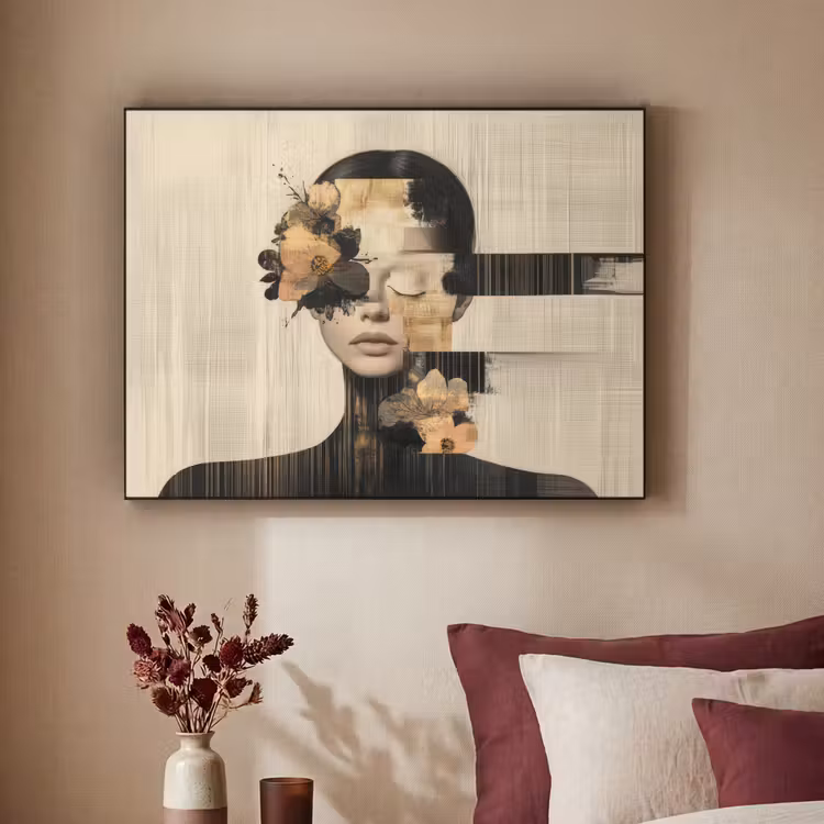 Art Frame - Gezicht - Bloemen - Zwart - Vrouw — 2