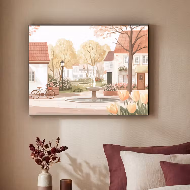 Art Frame - Dorpsplein - Fontein - Tulpen — 2