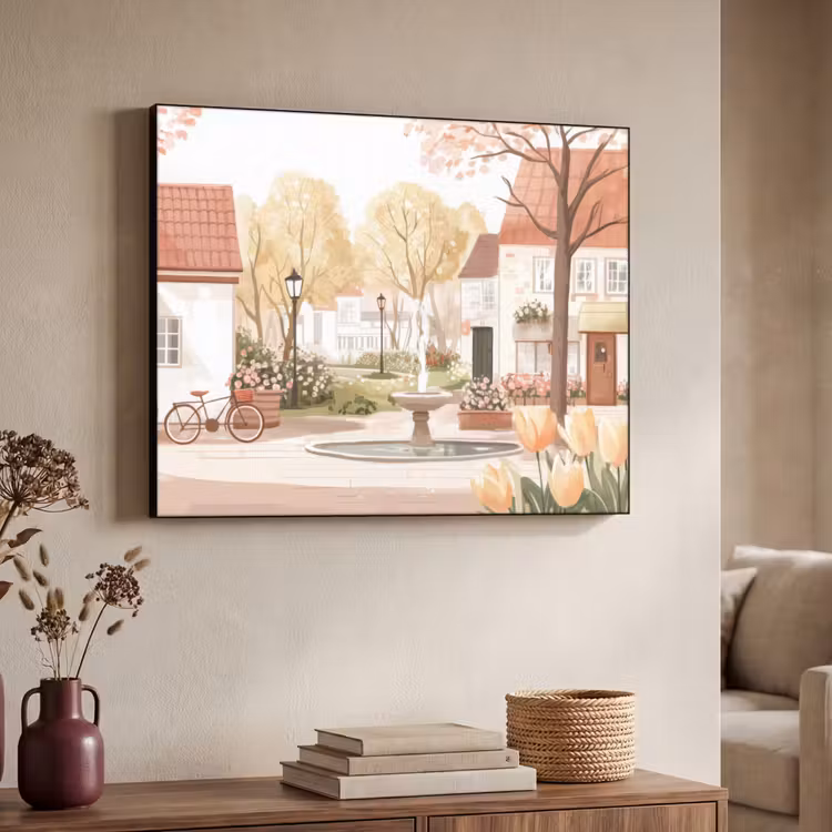Art Frame - Dorpsplein - Fontein - Tulpen — 4