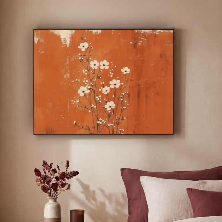 Art Frame - Bloemen - Wit - Subtiel - Roestkleur — 2