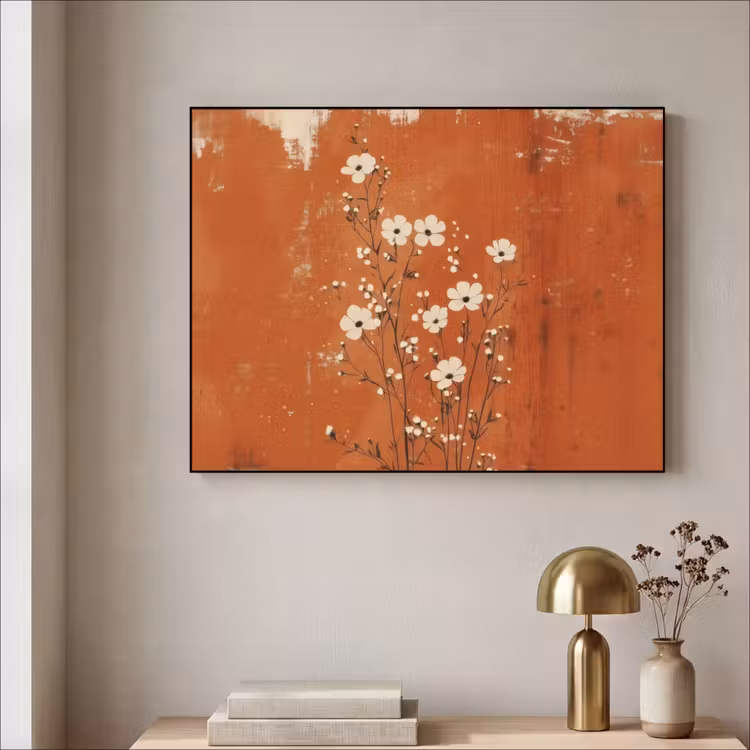 Art Frame - Bloemen - Wit - Subtiel - Roestkleur — 3