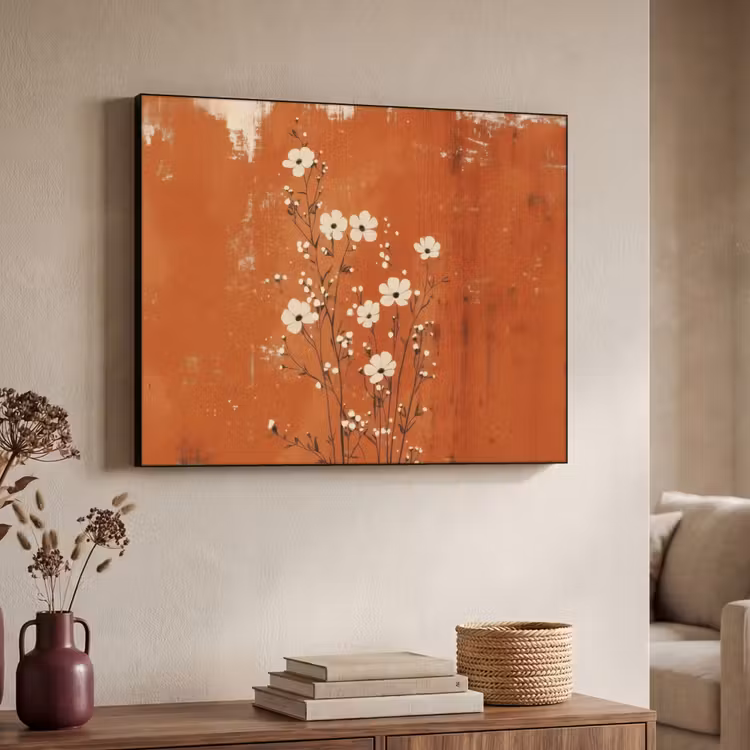 Art Frame - Bloemen - Wit - Subtiel - Roestkleur — 4