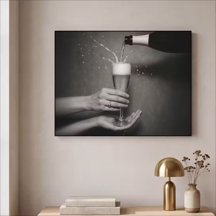 Art Frame - Champagnefles - Glas - Minimalistisch - Spetters — 3