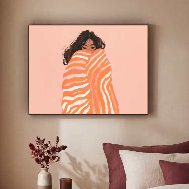 Art Frame - Meisje - Deken - Gestreept - Oranje — 2