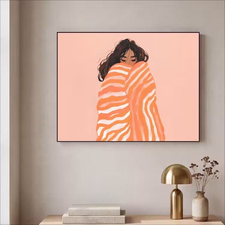 Art Frame - Meisje - Deken - Gestreept - Oranje — 3