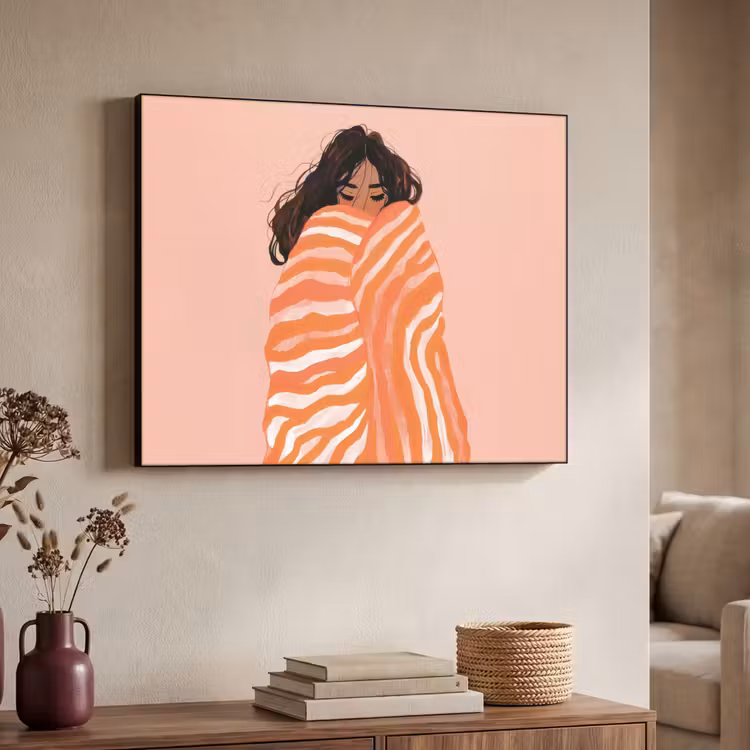 Art Frame - Meisje - Deken - Gestreept - Oranje — 4