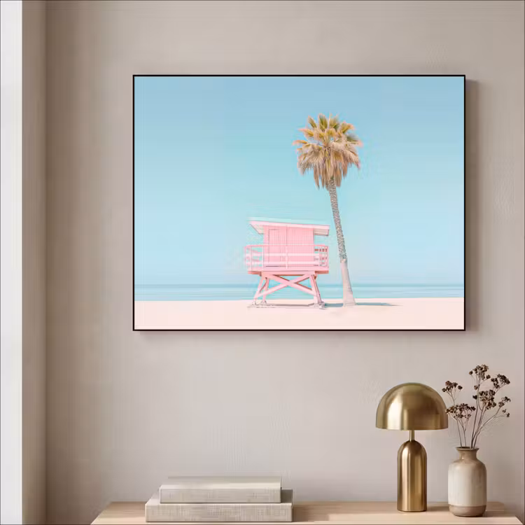 Art Frame - Palmboom - Strandhuis - Roze — 3