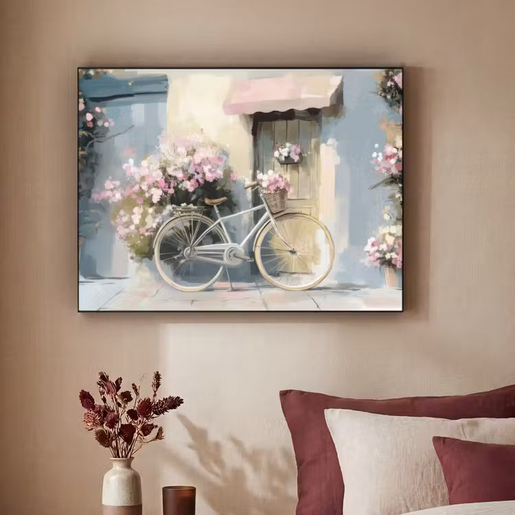 Art Frame - Fiets - Pastelkleuren - Bloemen — 2