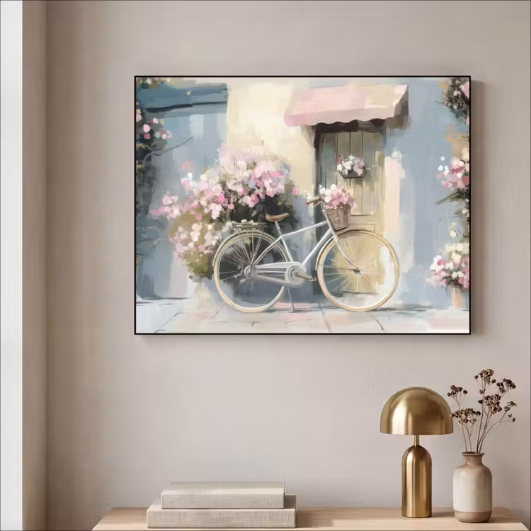 Art Frame - Fiets - Pastelkleuren - Bloemen — 3