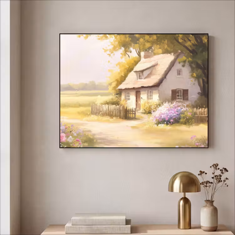 Art Frame - Huisje - Hout - Bloemen — 3