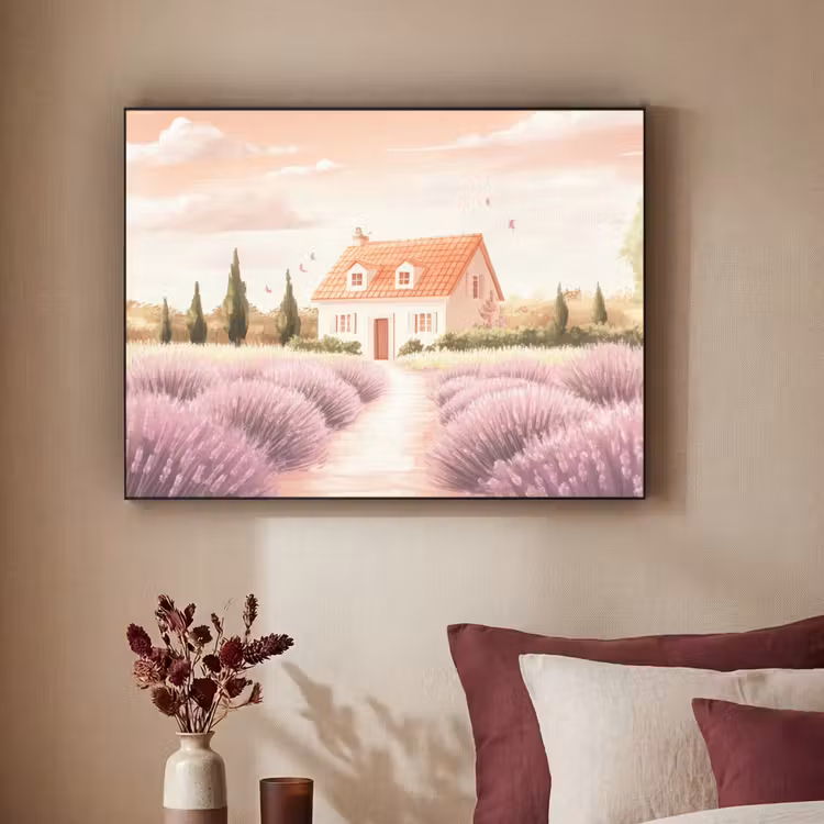 Art Frame - Lavendelveld - Huis - Paars — 2