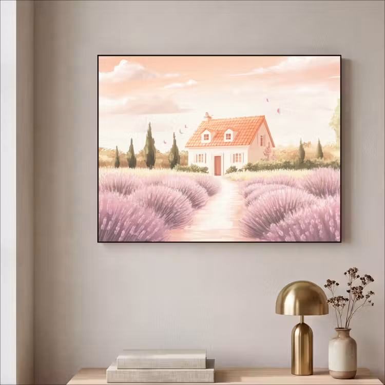 Art Frame - Lavendelveld - Huis - Paars — 3
