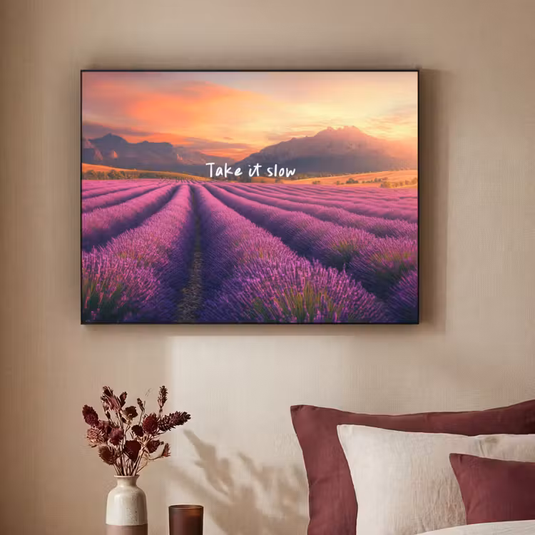 Art Frame - Lavendelveld - Quote - Zonsondergang — 2
