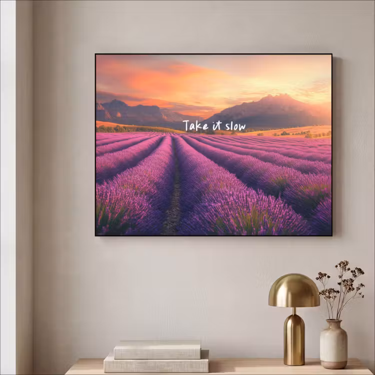 Art Frame - Lavendelveld - Quote - Zonsondergang — 3