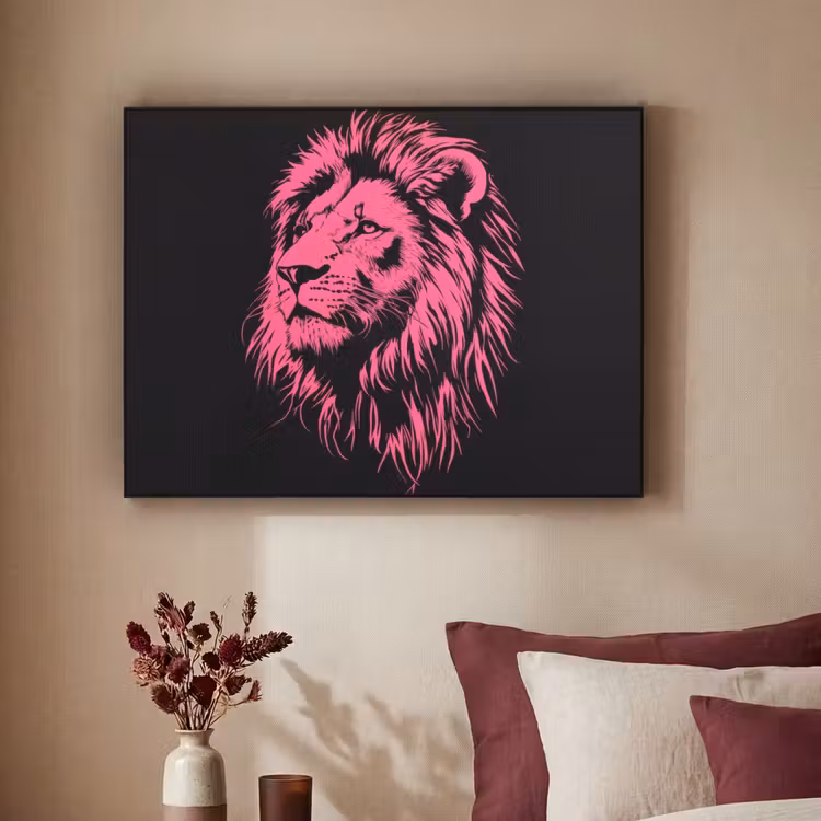 Art Frame - Leeuw - Zwart - Roze - Neon — 2