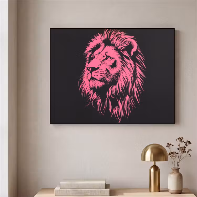 Art Frame - Leeuw - Zwart - Roze - Neon — 3
