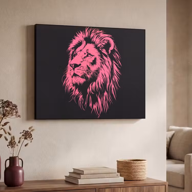 Art Frame - Leeuw - Zwart - Roze - Neon — 4