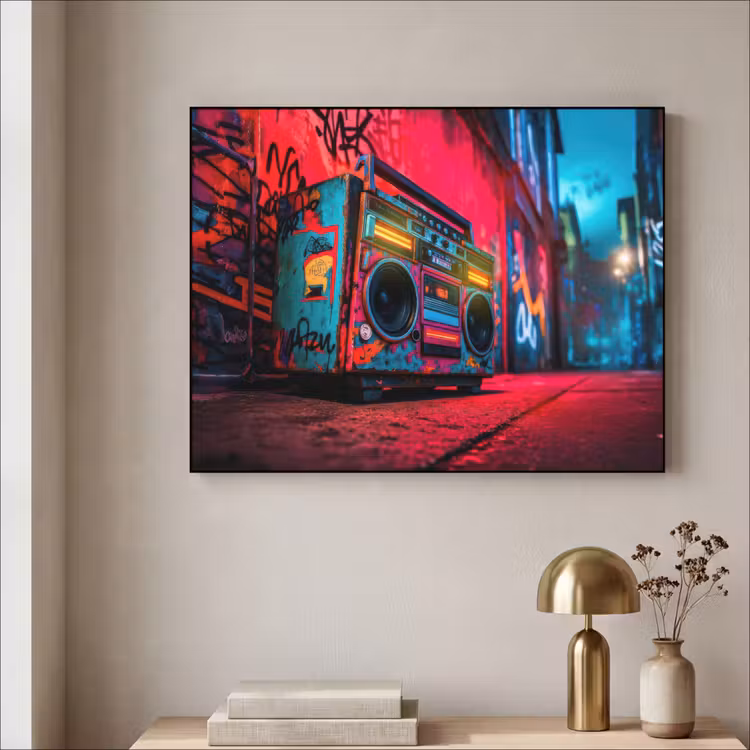 Art Frame - Boombox - Rood - Graffiti - Neon — 3