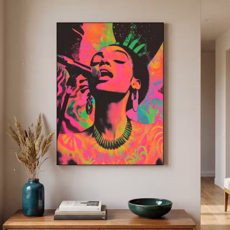 Art Frame - Neon - Vrouw - Microfoon — 2