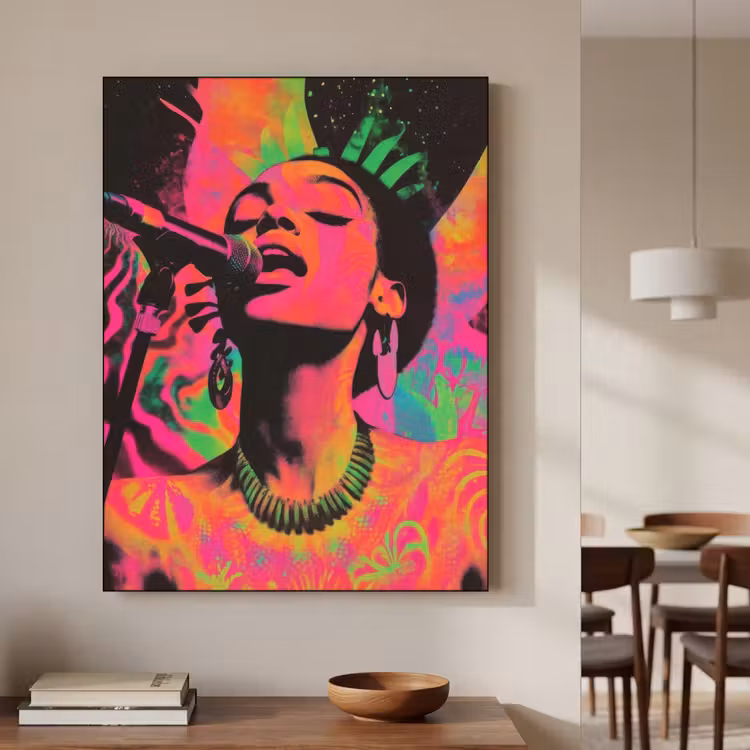 Art Frame - Neon - Vrouw - Microfoon — 4