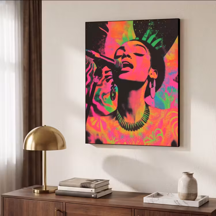 Art Frame - Neon - Vrouw - Microfoon — 7
