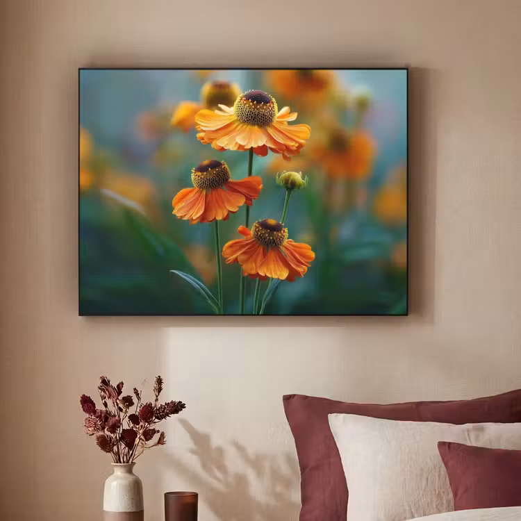 Art Frame - Oranje bloemen - Levendig - Wazige achtergrond — 2