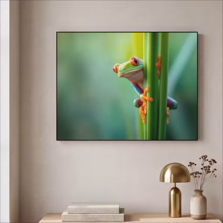 Art Frame - Groene kikker - Nieuwsgierig - Gras — 3