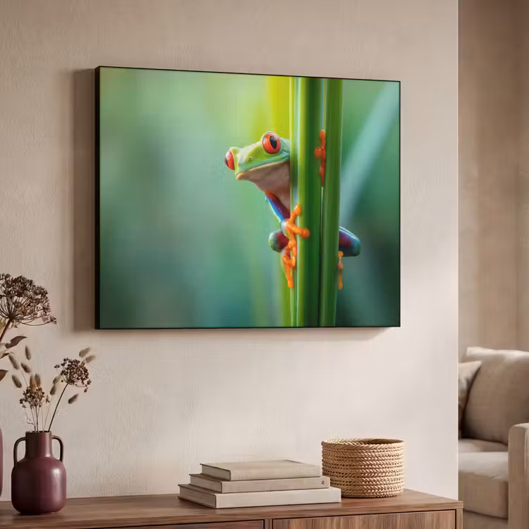 Art Frame - Groene kikker - Nieuwsgierig - Gras — 4