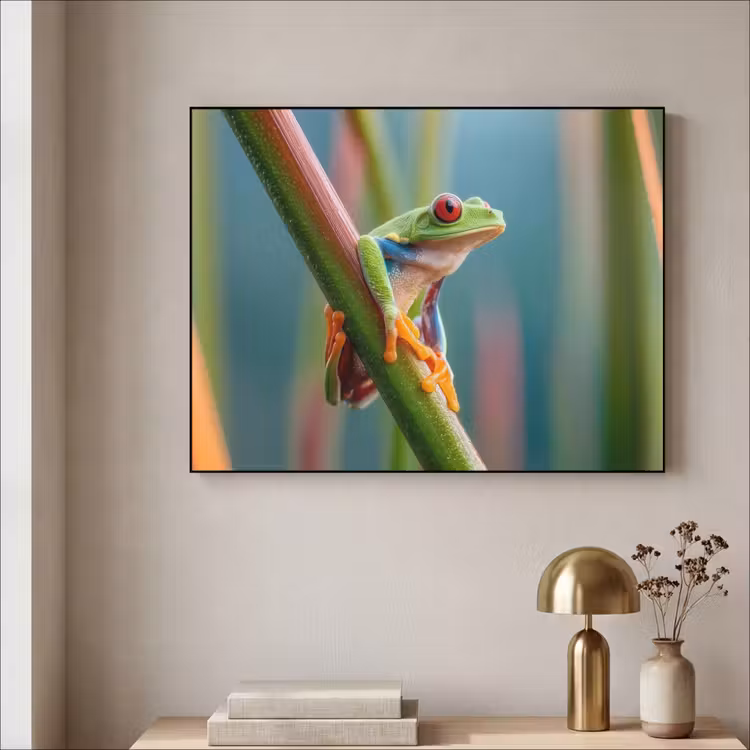 Art Frame - Kleurrijke kikker - Groene stengel - Alert — 3