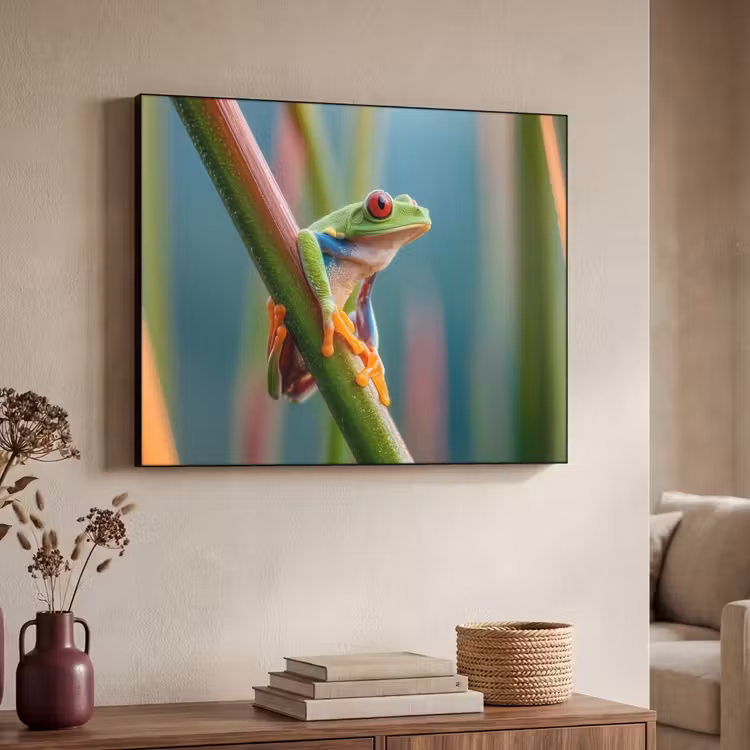 Art Frame - Kleurrijke kikker - Groene stengel - Alert — 4